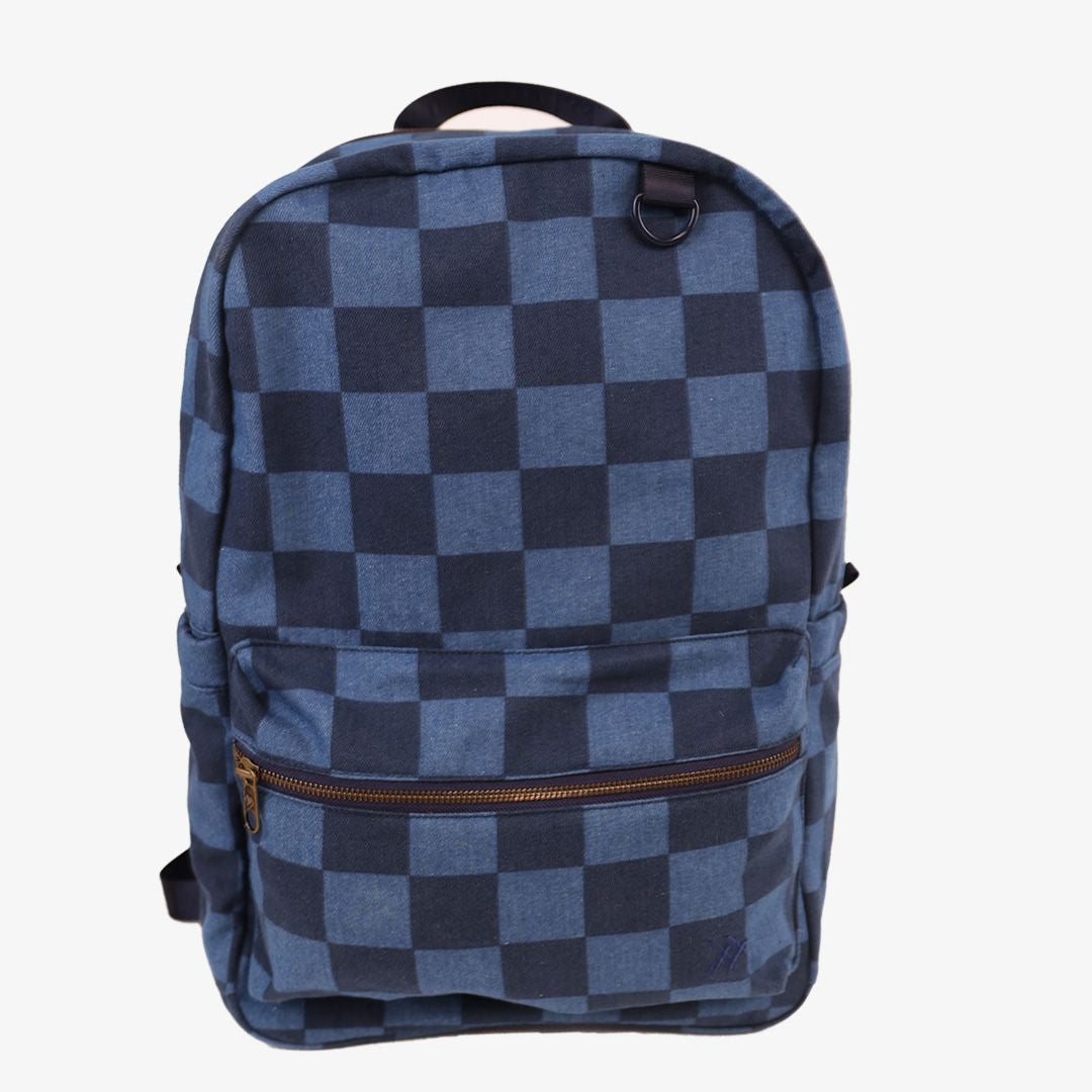 Denim Check | Backpack | Hands-Free Carrying | School, Work, Travel