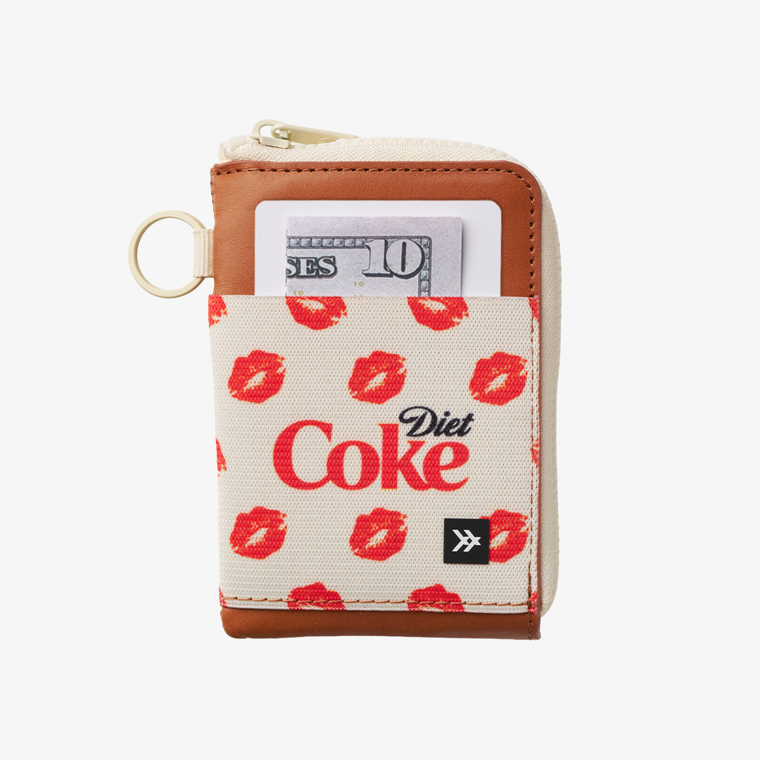 Diet Coke Kiss | Leather Zip Wallet | For Cards, Cash, Coins