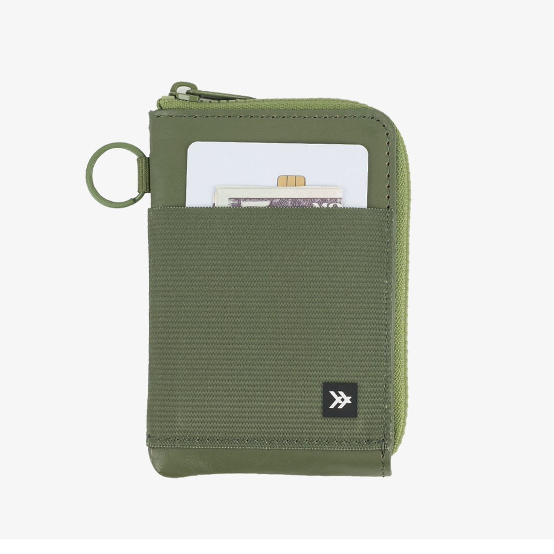 Olive | Leather Zip Wallet | For Cards, Cash, Coins, & More