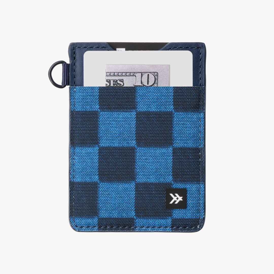 Denim Check | Vertical Leather Wallet | RFID-Protected Leather