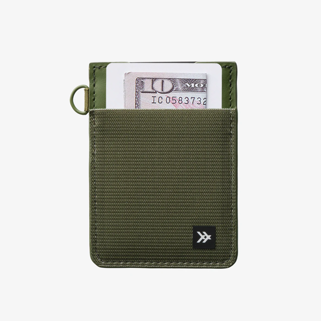 Olive | Vertical Leather Wallet | RFID-Protected Leather | Thread