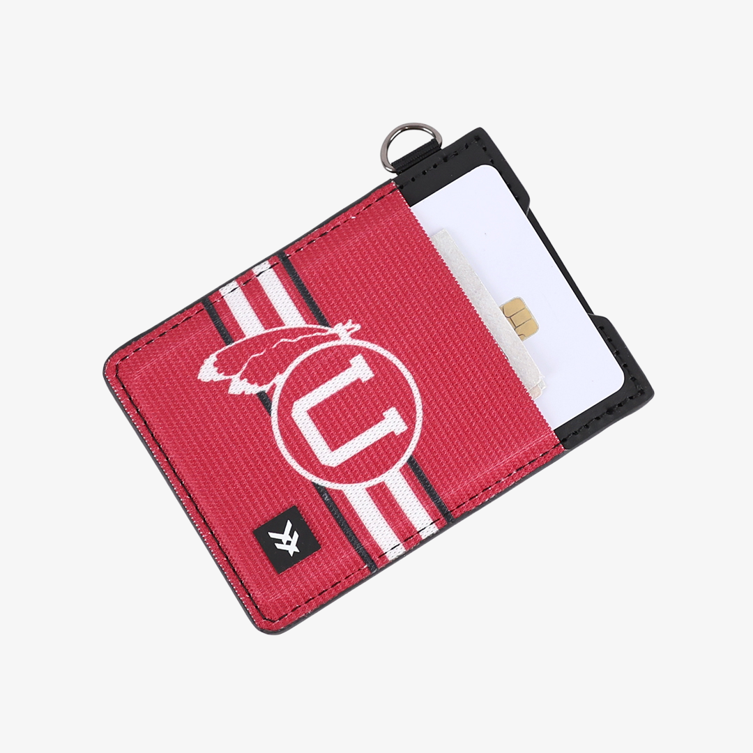 UofU Feather Red - Vertical Leather Wallet