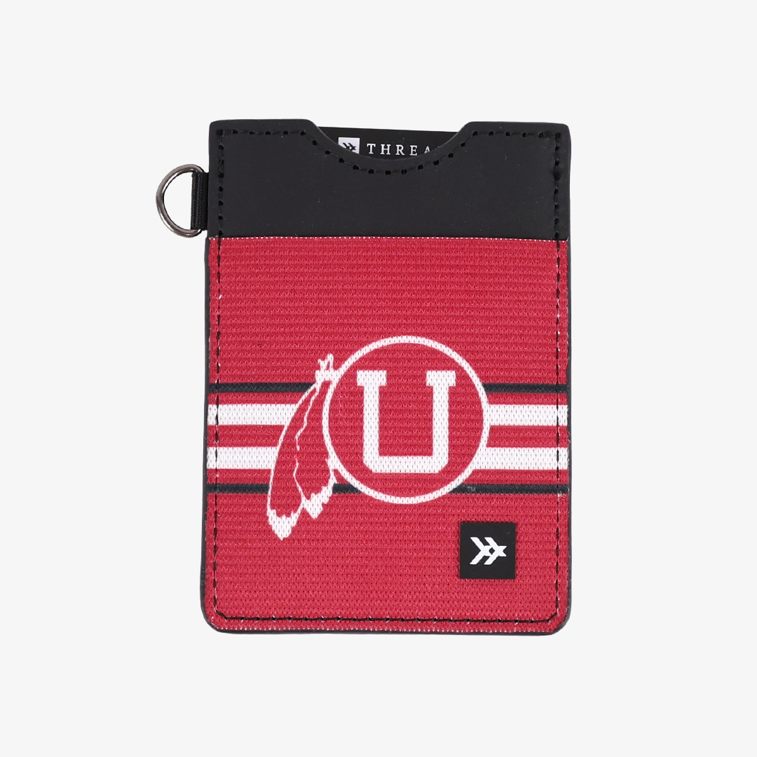 UofU Feather Red - Vertical Leather Wallet