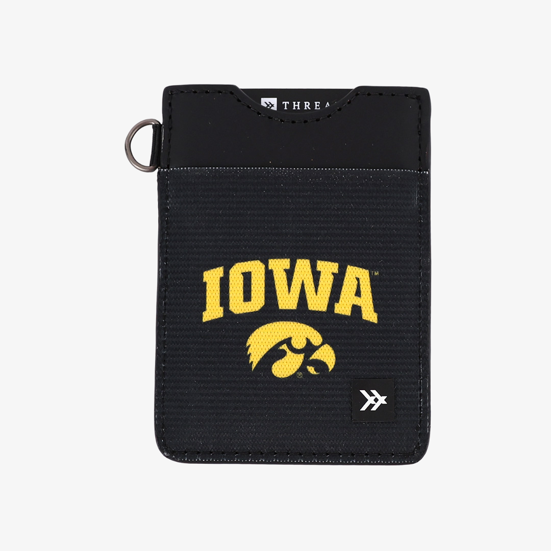 University of Iowa Black - Vertical Leather Wallet