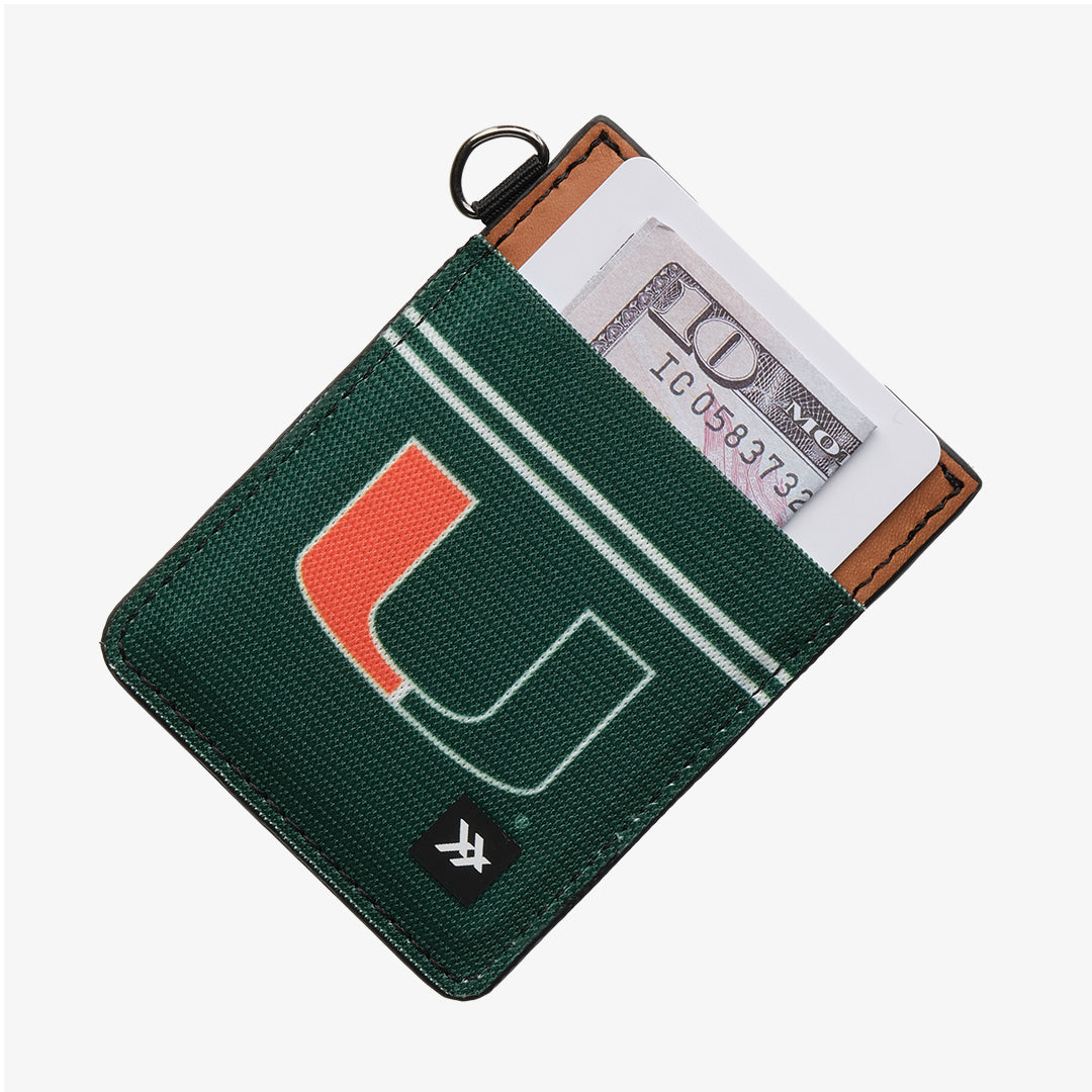 Vertical Leather Wallet - University of Miami Green - Thread®