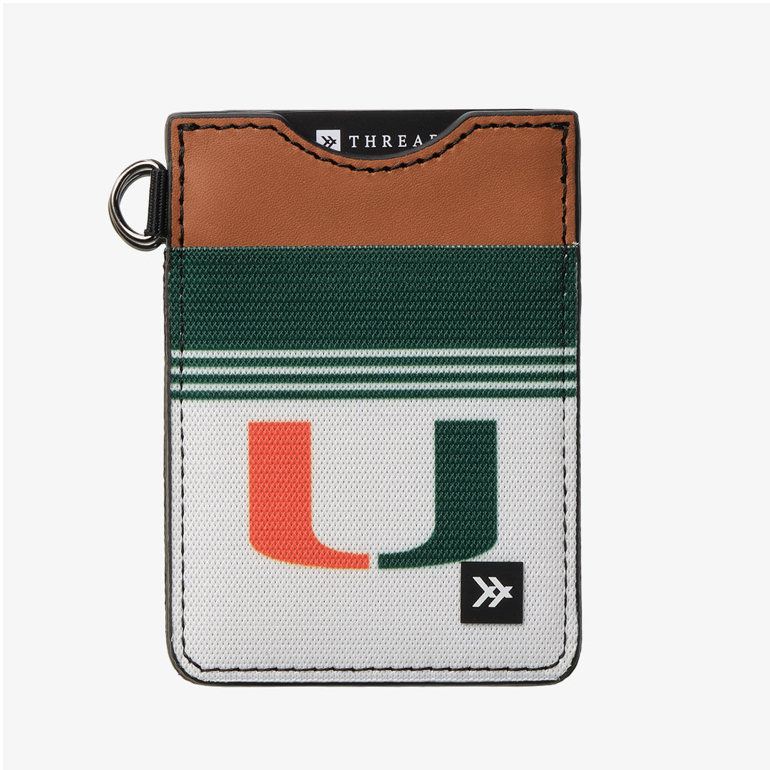 Vertical Leather Wallet - University of Miami White - Thread®
