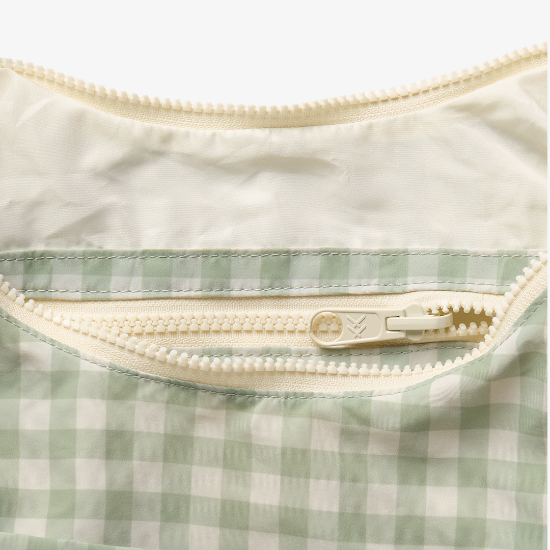 Large Slouchy Shoulder Bag - Green Gingham - Thread®