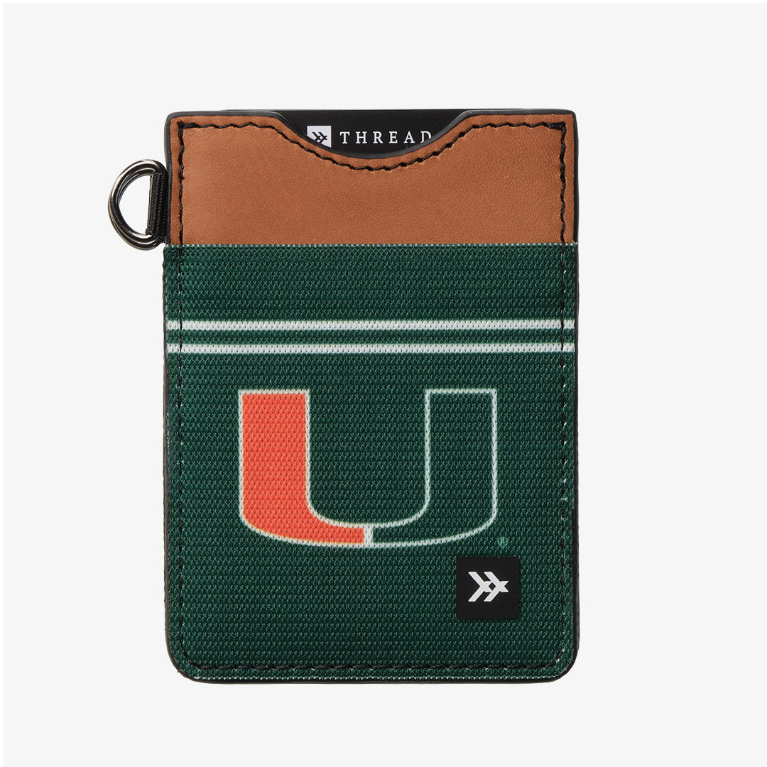 Vertical Leather Wallet - University of Miami Green - Thread®
