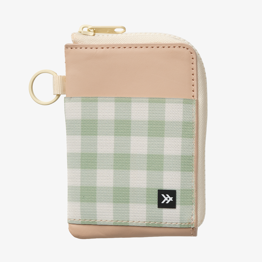 Leather Zip Wallet - Green Gingham - Thread®