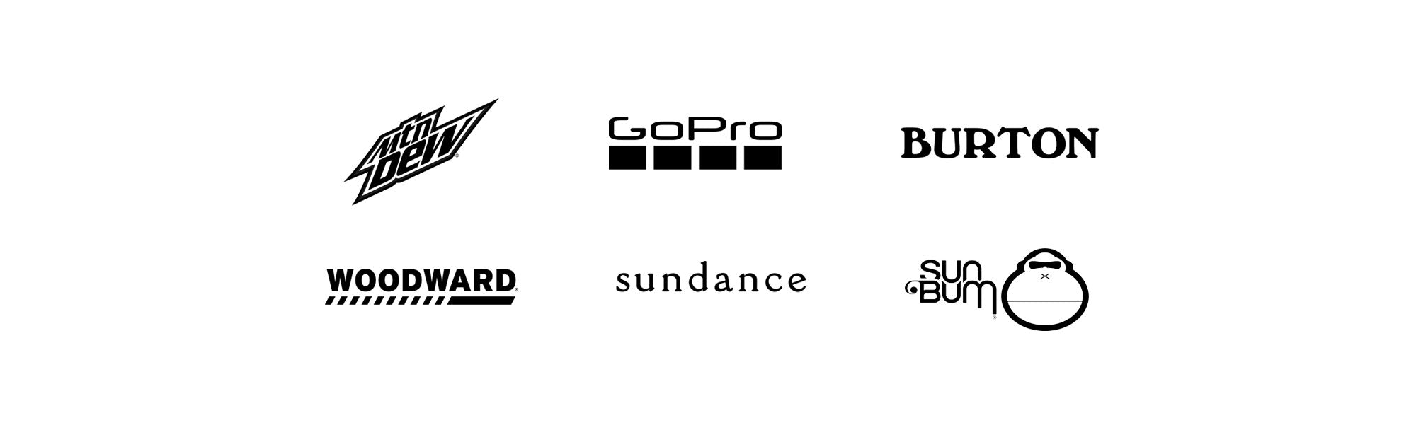 Companies We've Worked with - MountainDew GoPro, Burton, Woodward, Sundance, Sunbum