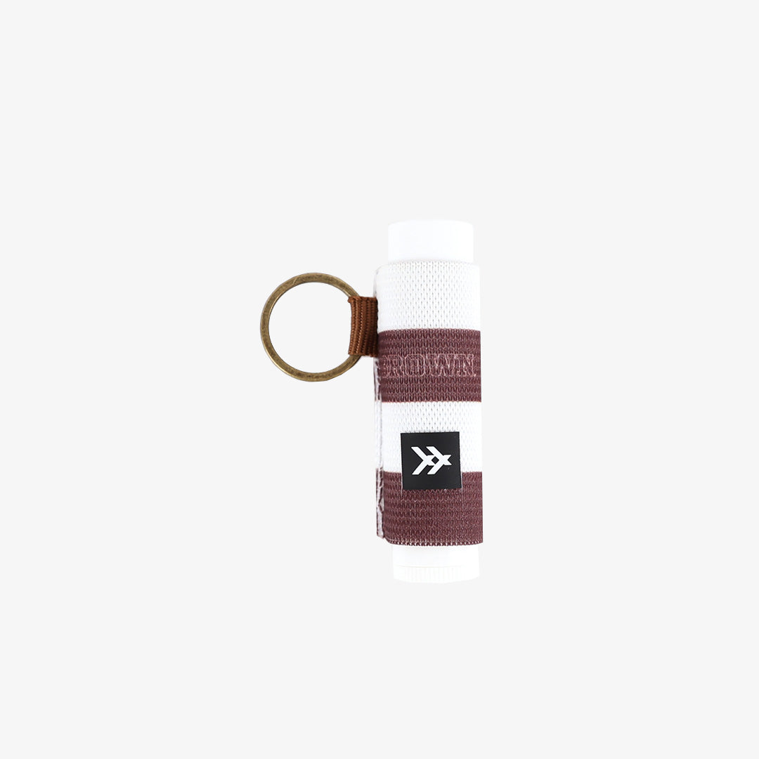Brown Stripes - Chapstick Holder Keychain