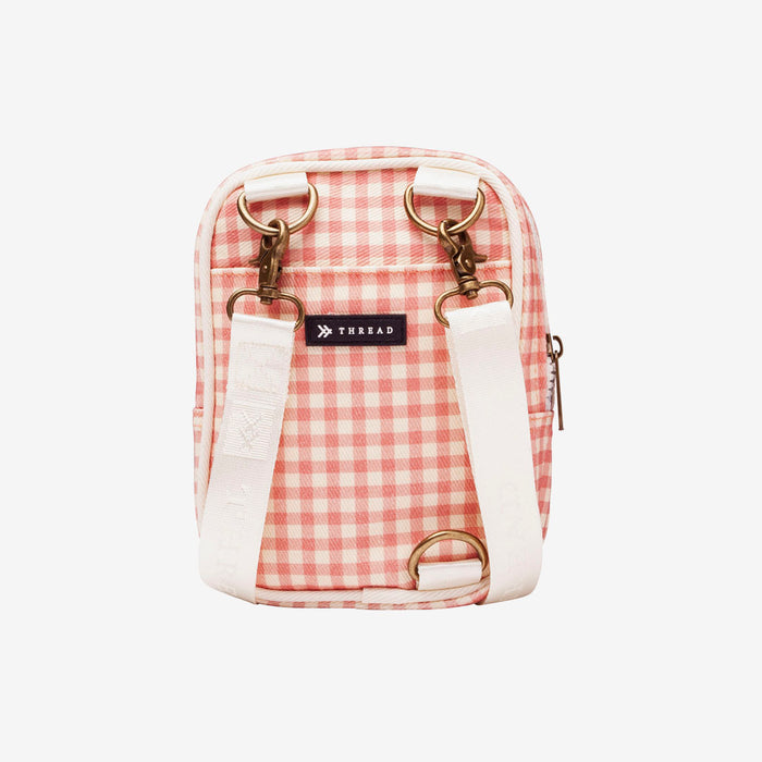 Pink and cream gingham crossbody bag