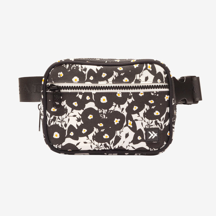 Navy and cream checker fanny pack with black trims