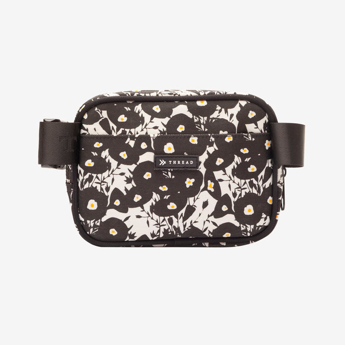 Navy and cream checker fanny pack with black trims