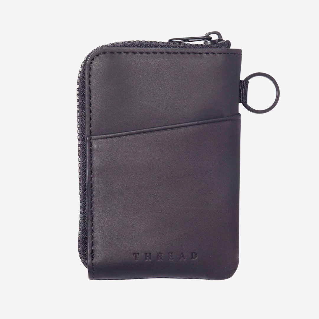 Black | Leather Zip Wallet | For Cards, Cash, Coins, & More | Thread ...