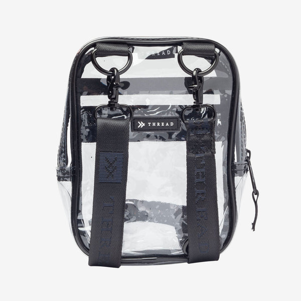 back of the Thread® clear crossbody bag showing straps through the clear TPU