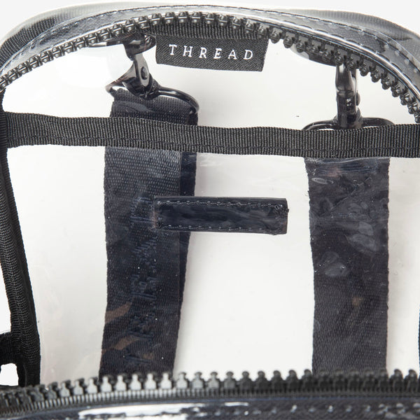 Inside of the Thread® clear crossbody bag showing pockets through the clear TPU