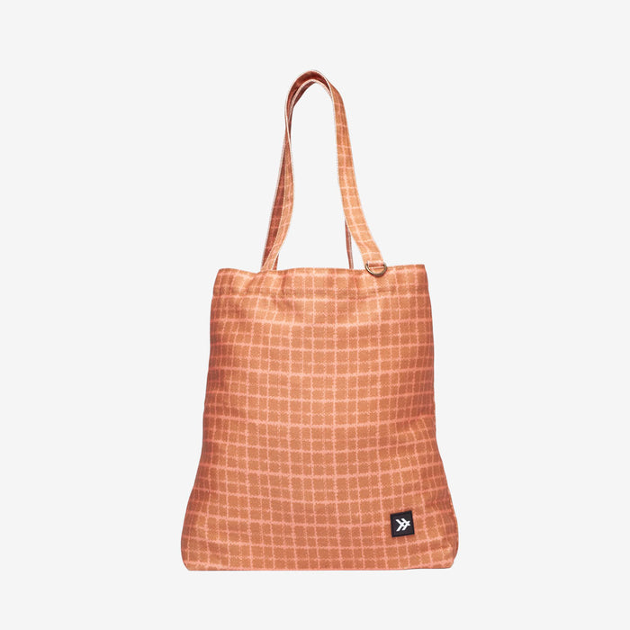 Orange and cream striped tote