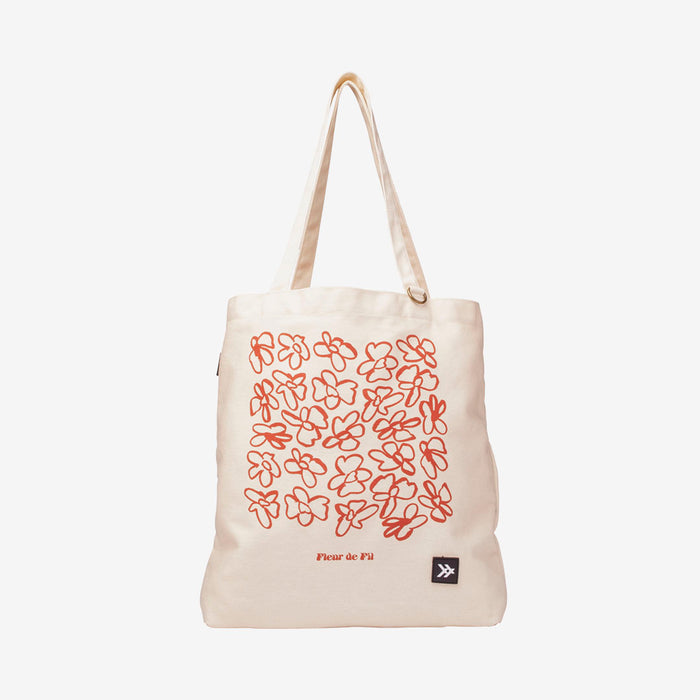 Orange and cream floral tote
