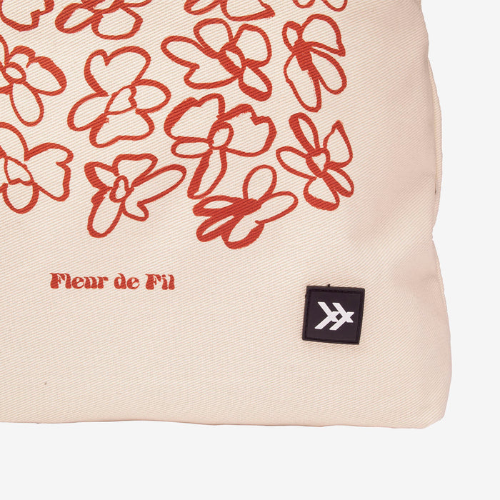 Orange and cream floral tote