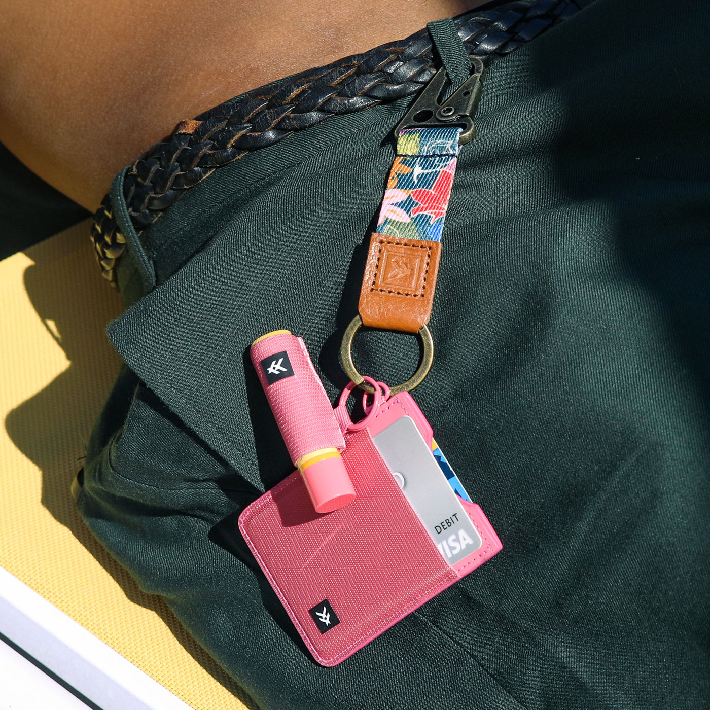 Multi-color floral keychain clip