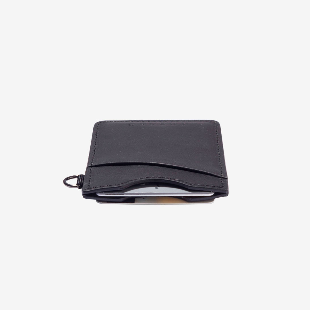 Black | Vertical Leather Wallet | RFID-Protected Leather | Thread ...