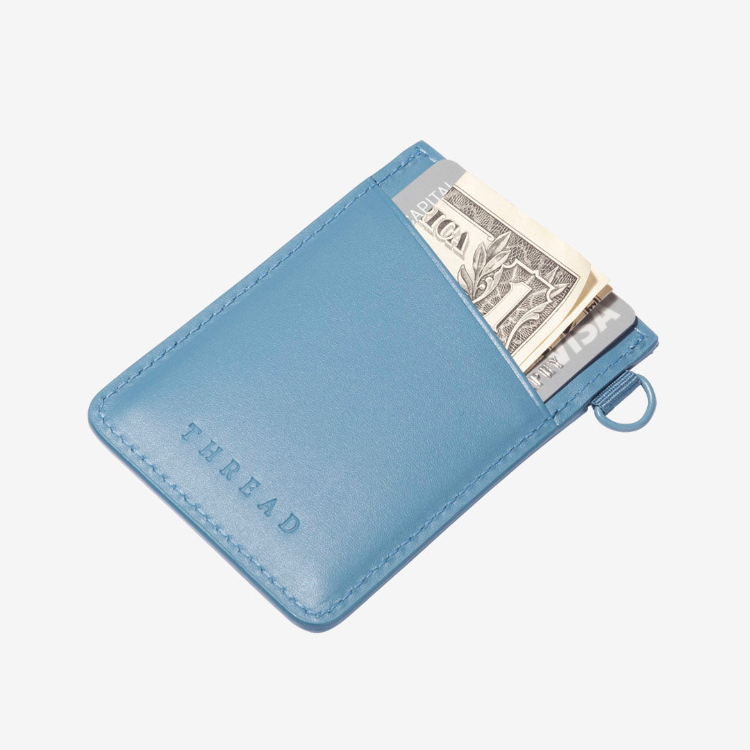 Surf Blue | Vertical Leather Wallet | RFID-Protected Leather | Thread ...