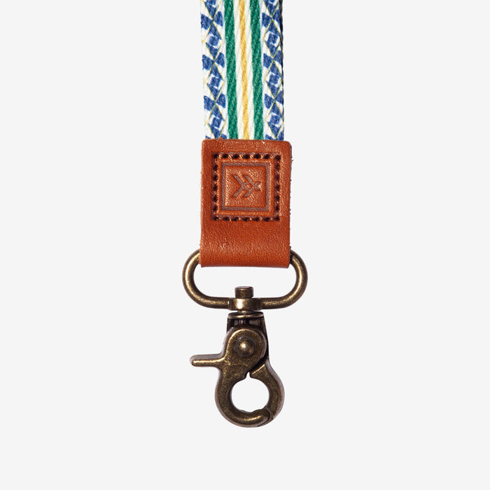Orange and cream striped wrist lanyard