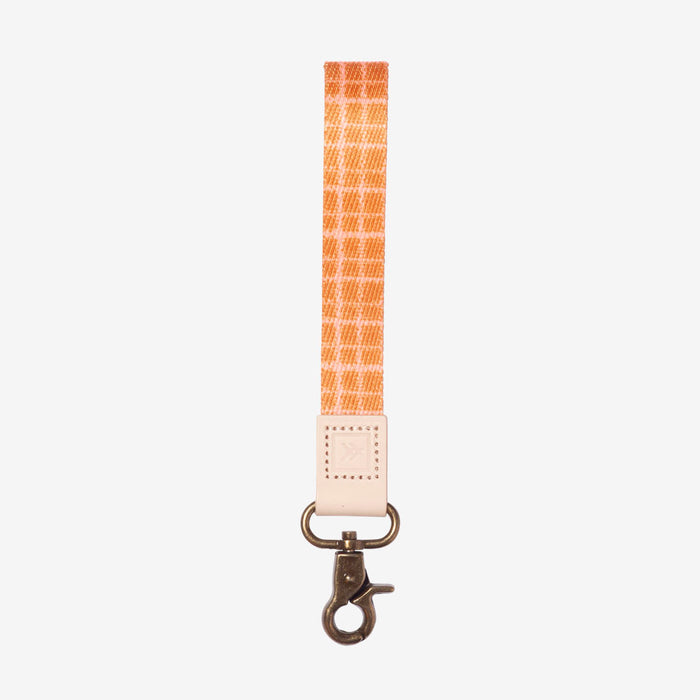 Navy, olive, and cream striped wrist lanyard