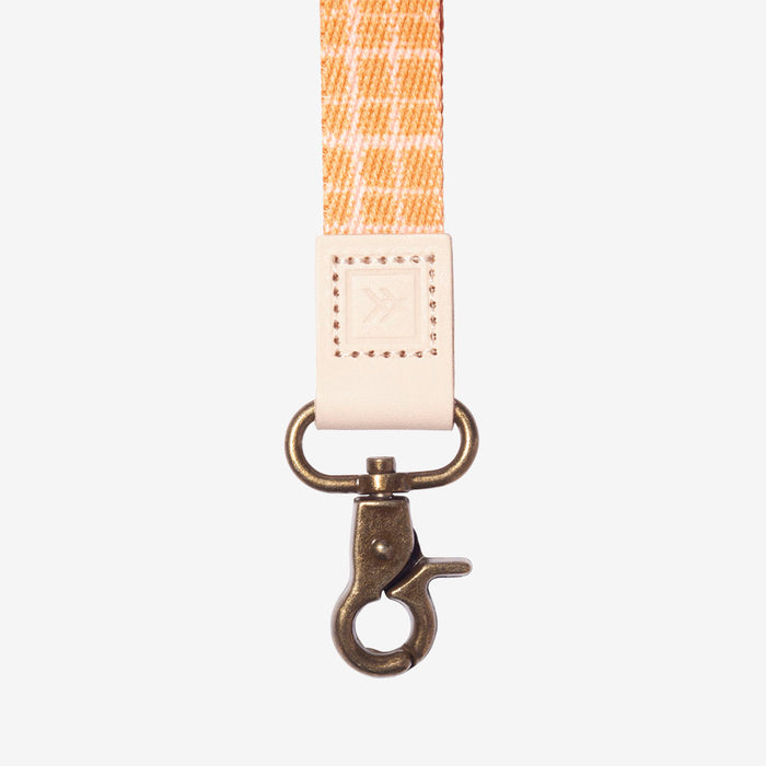 Navy, olive, and cream striped wrist lanyard