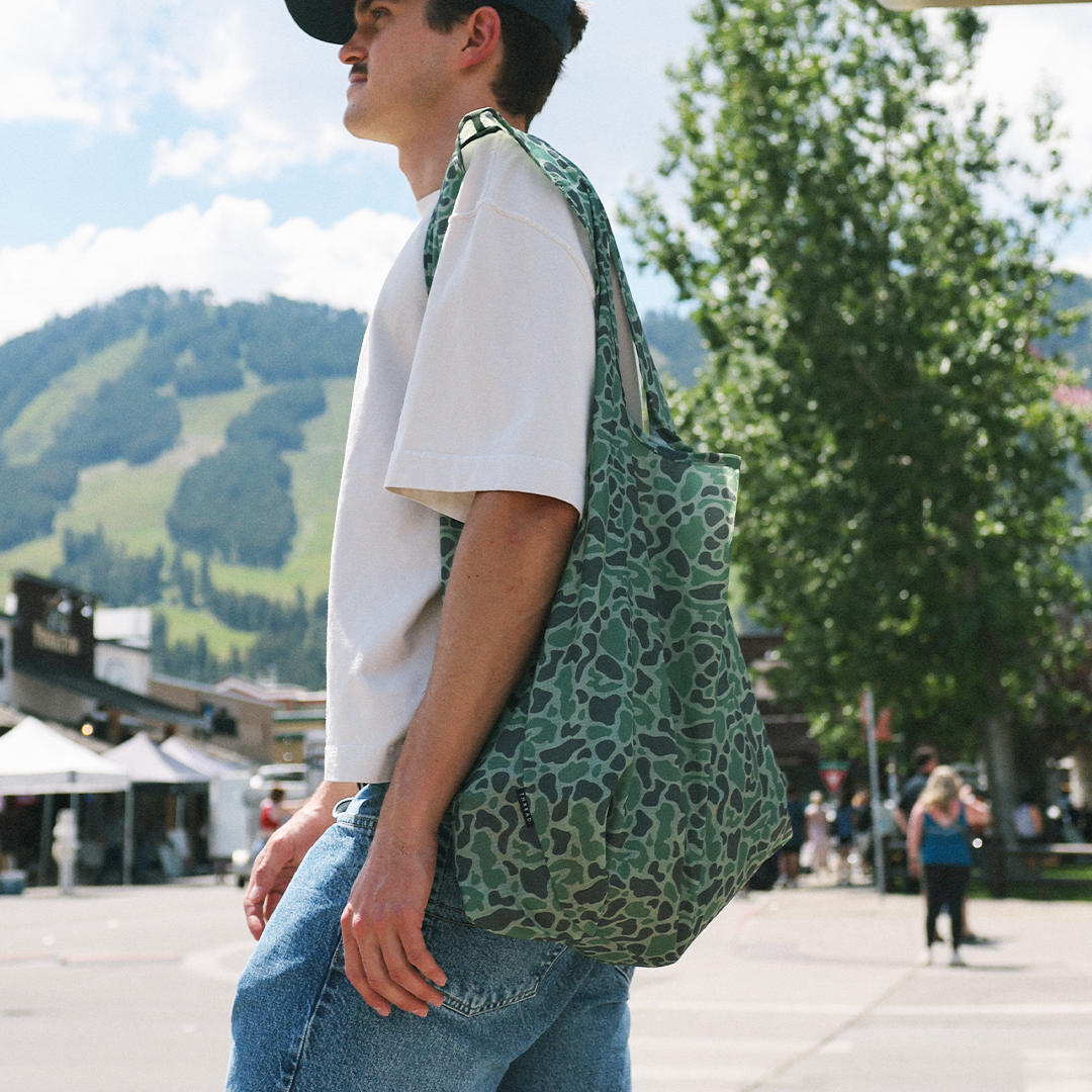 foldable tote bag for travel Clayton | Packable | & Packable while the wide straps Colour:Nightscape Reaction Tackle Braided Fishing fullgrainhandmadeleatherbag