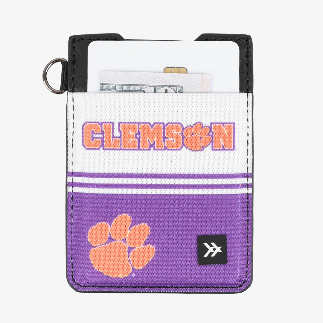 Vertical Leather Wallet - Clemson White - Thread®