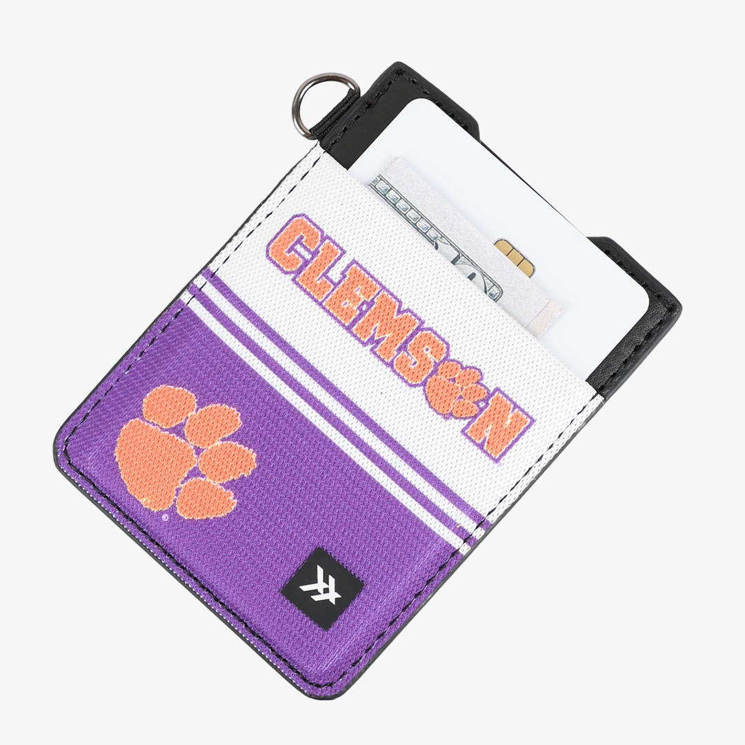 Vertical Leather Wallet - Clemson White - Thread®