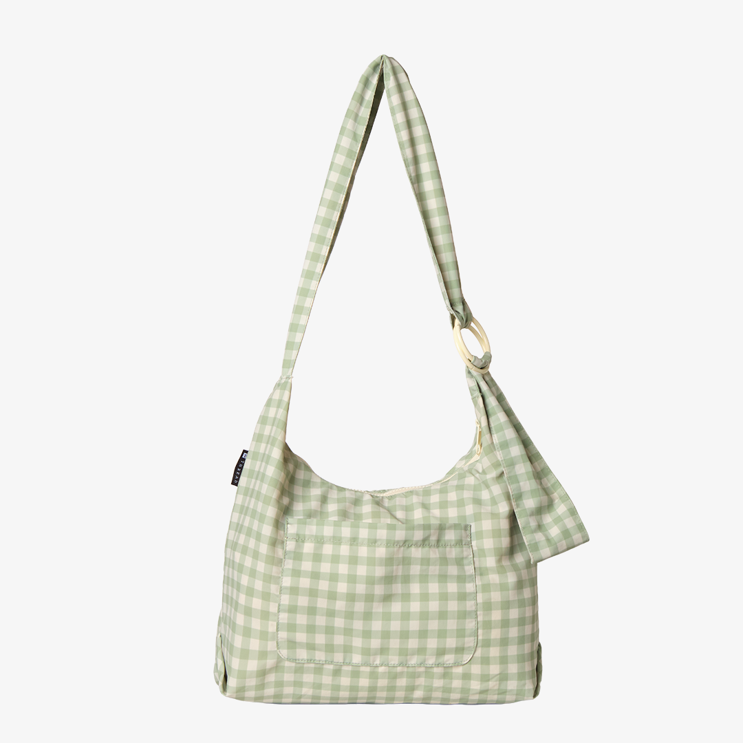 Large Slouchy Shoulder Bag - Green Gingham - Thread®