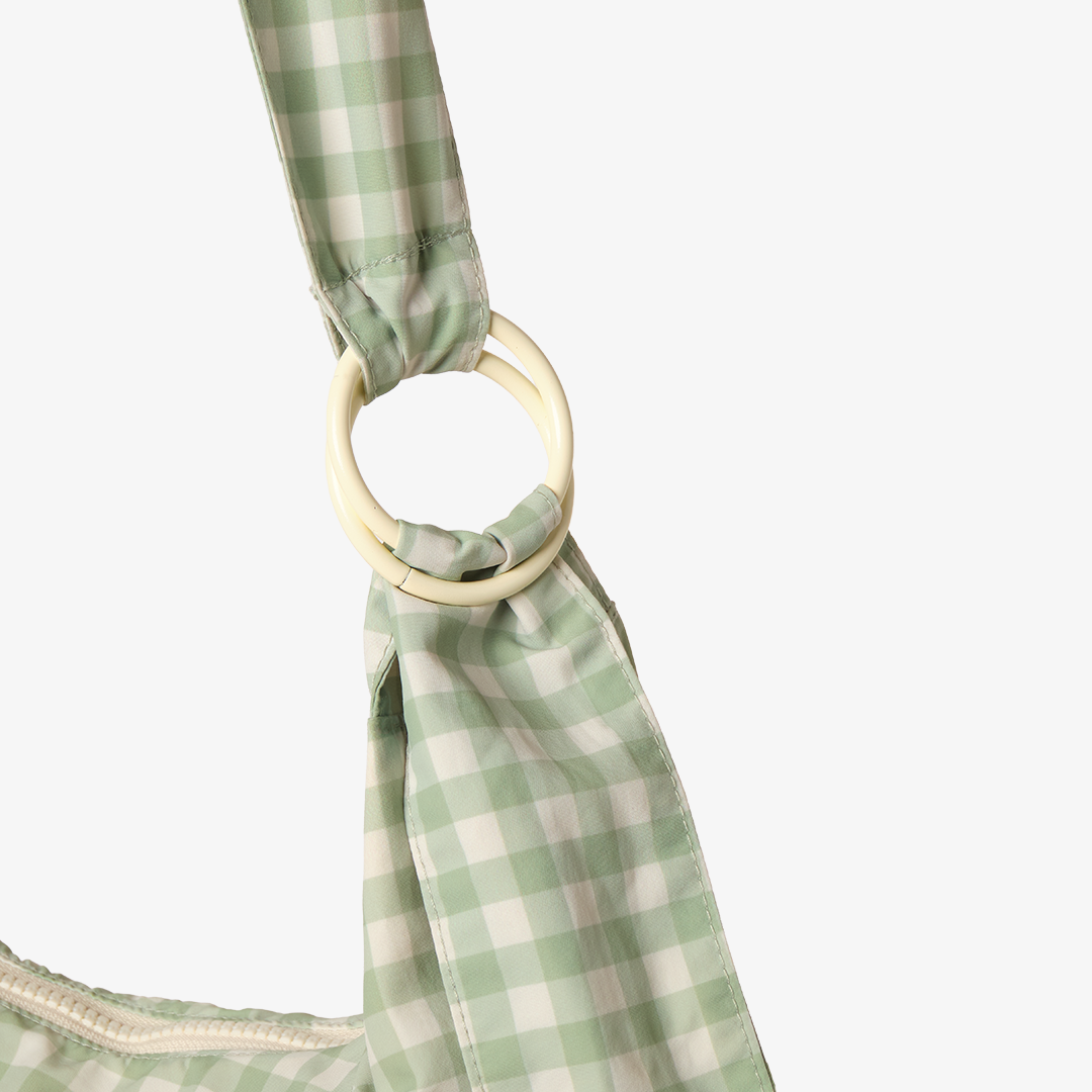 Large Slouchy Shoulder Bag - Green Gingham - Thread®