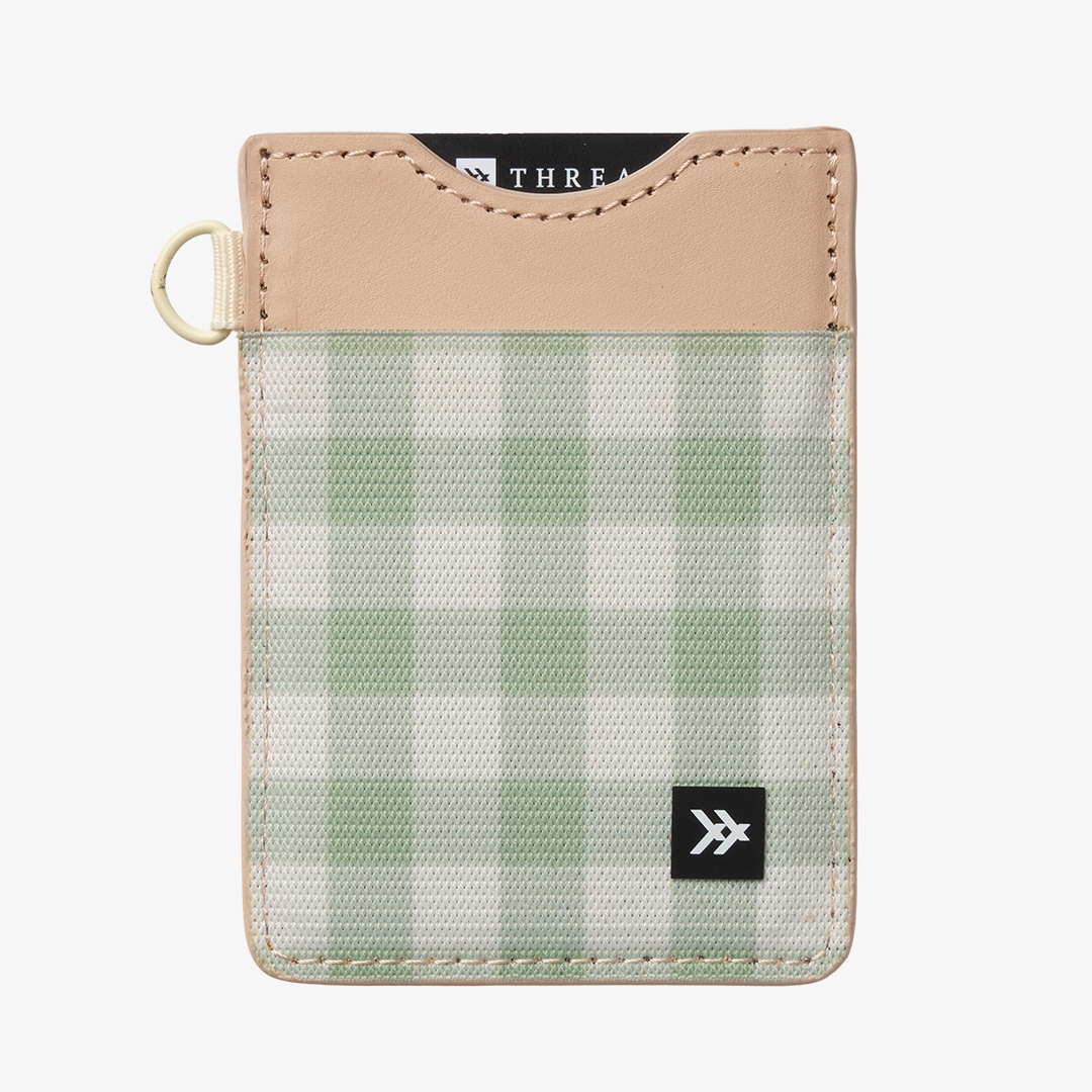 Vertical Leather Wallet - Green Gingham - Thread®