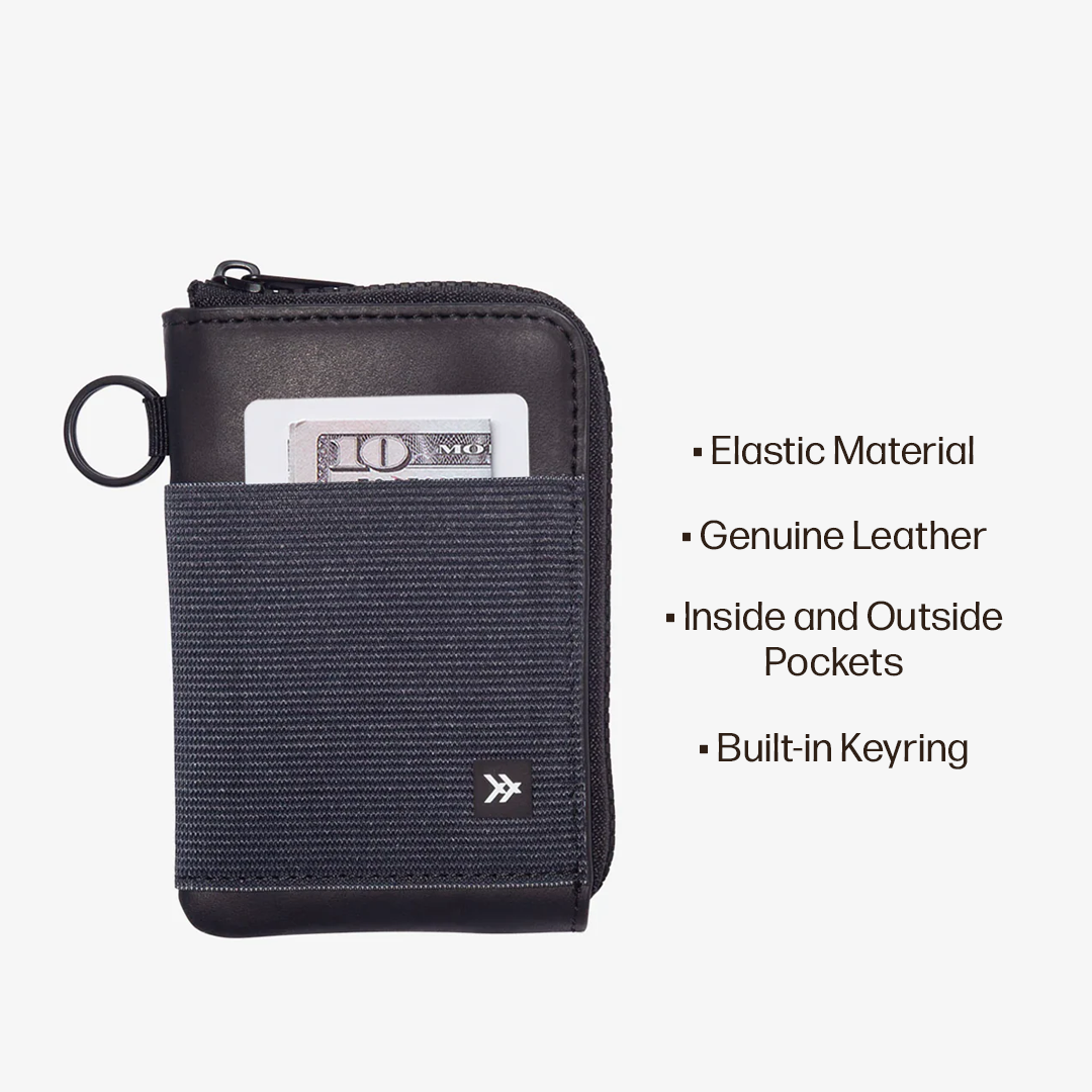 Leather Zip Wallet Everyday Carry Set - Black - Thread®