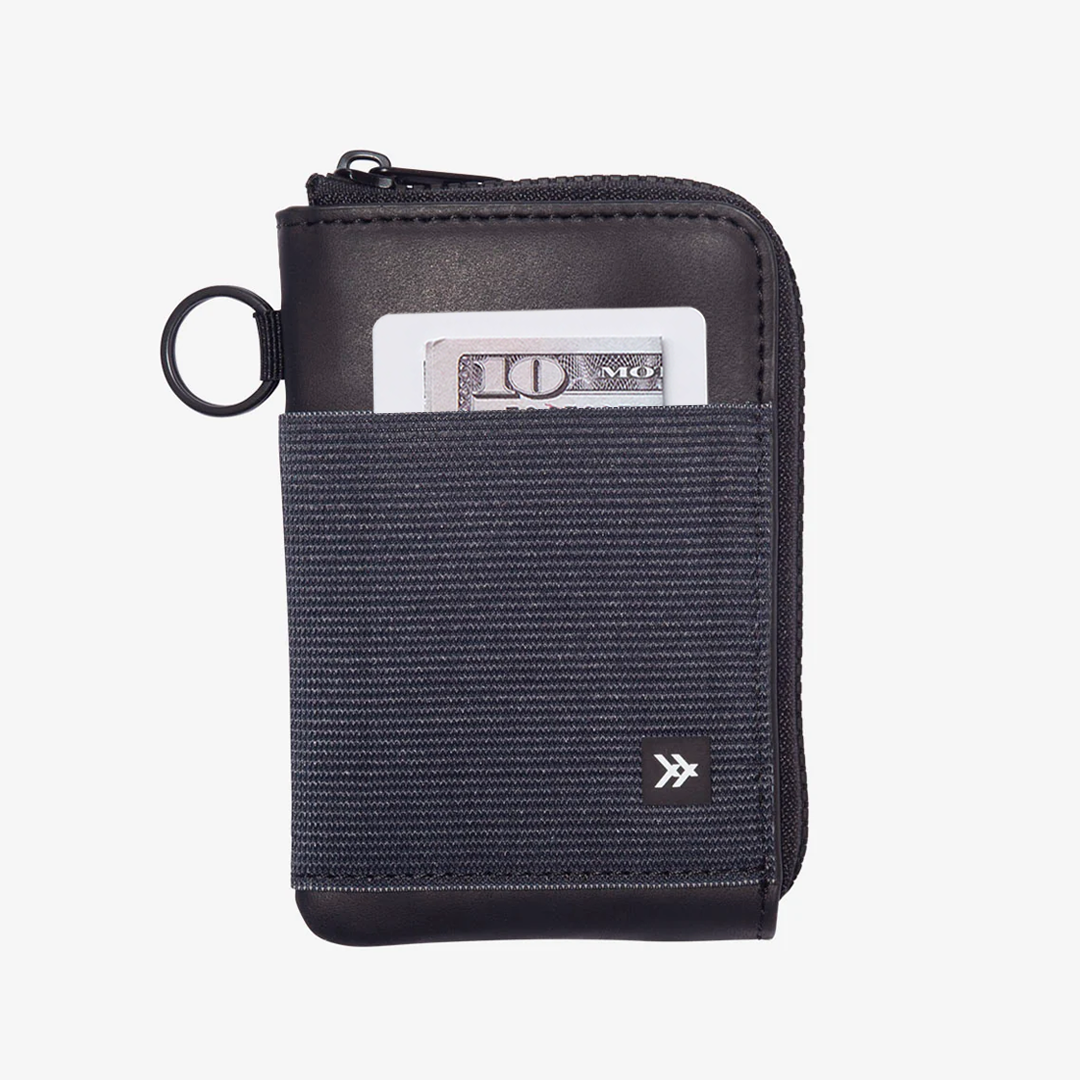 Green Gingham | Leather Zip Wallet | For Cards, Cash, Coins
