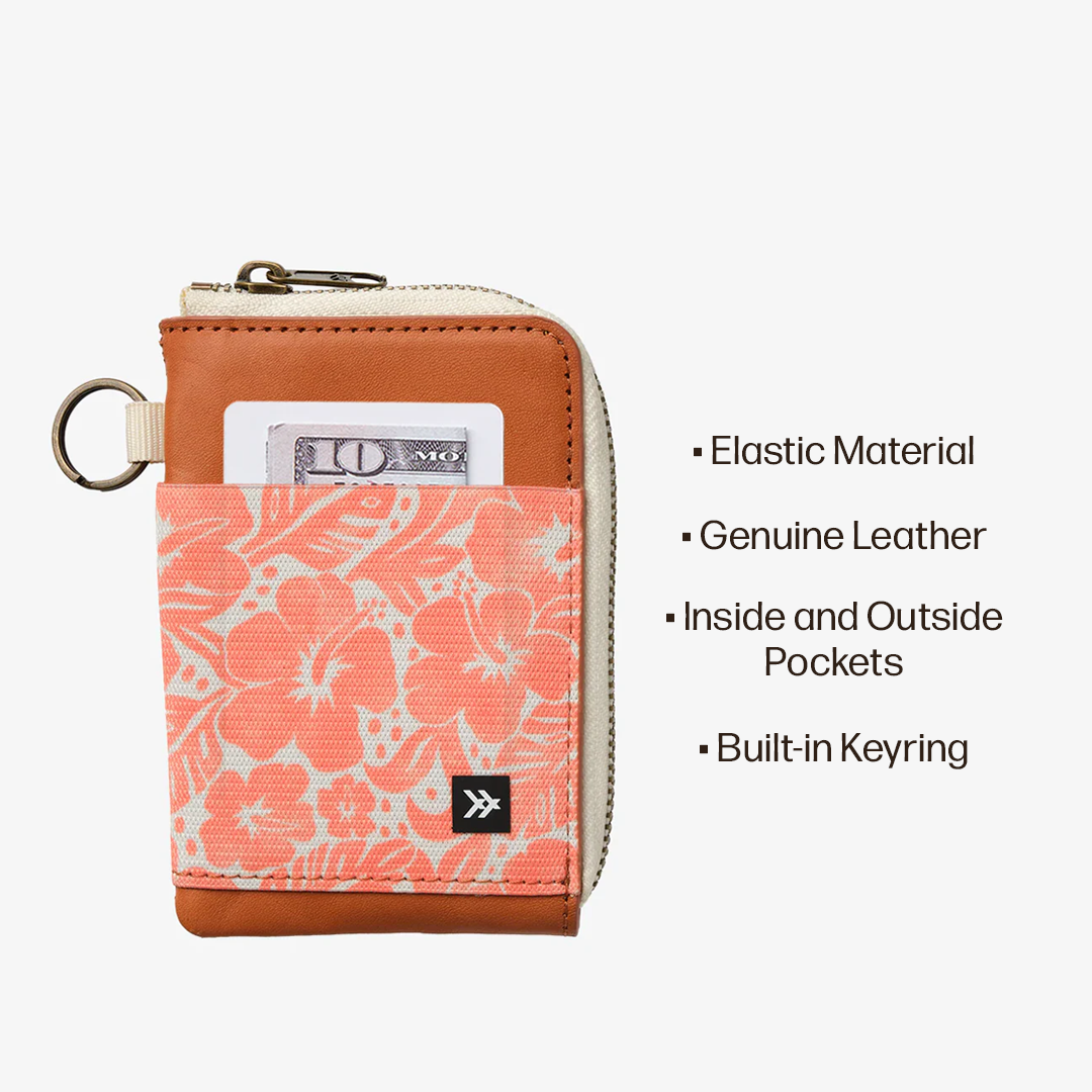 Leather Zip Wallet Everyday Carry Set - Coral Crush - Thread®