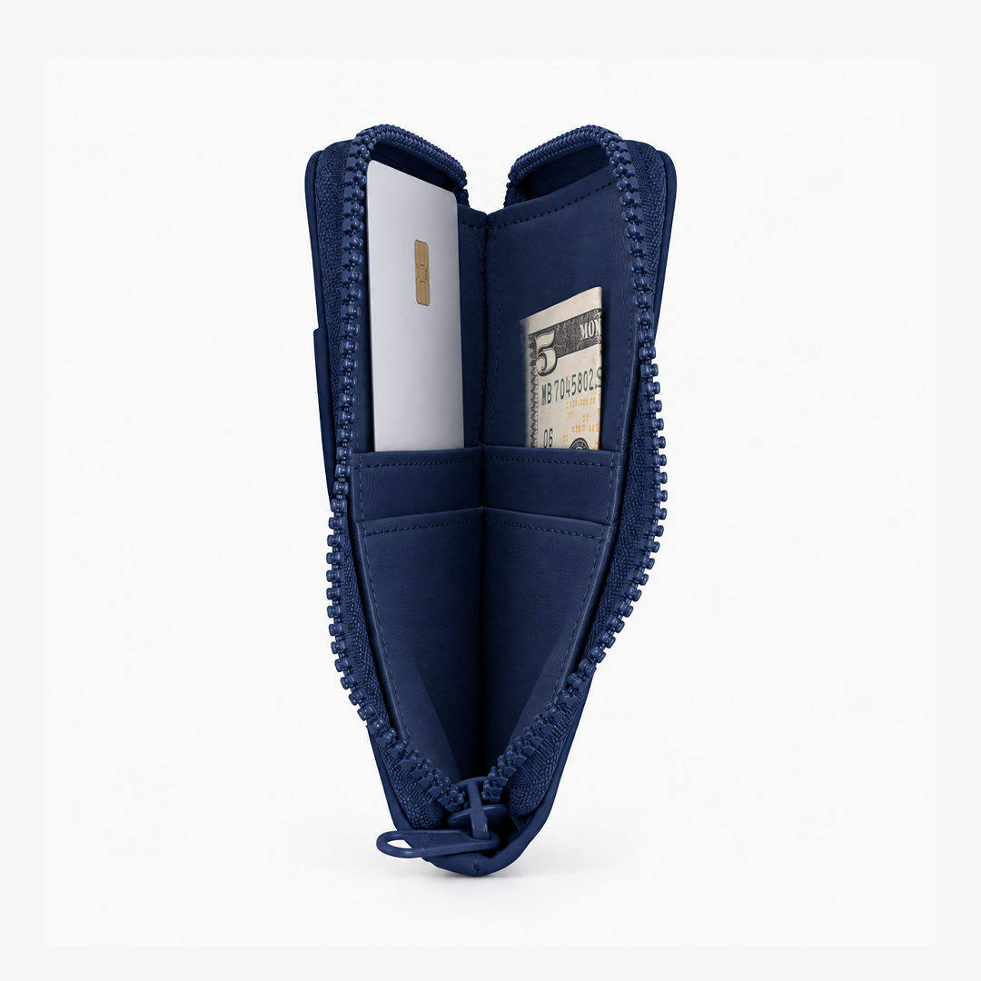 Leather Zip Wallet - Navy - Thread®