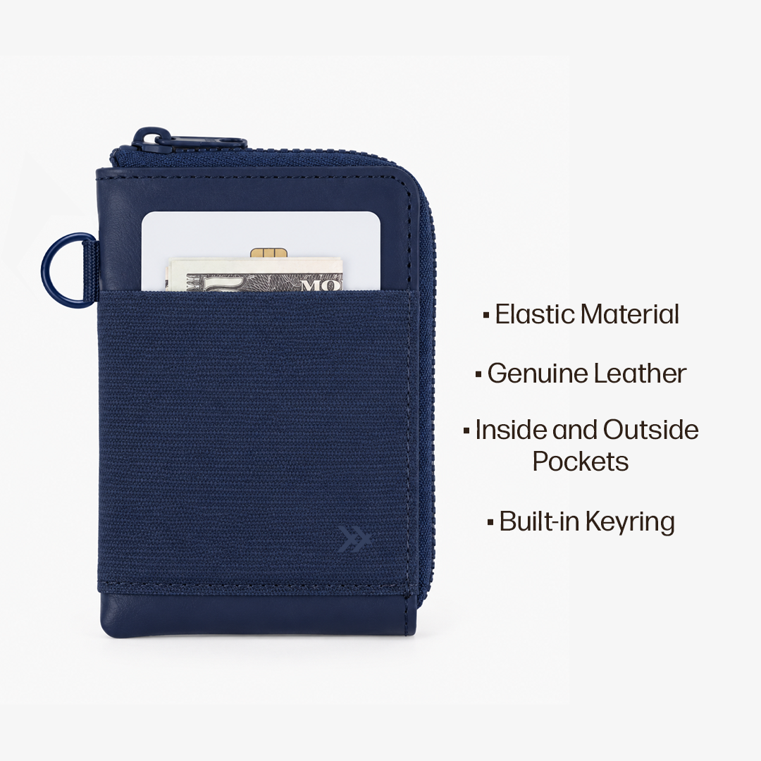 Leather Zip Wallet Everyday Carry Set - Navy - Thread®
