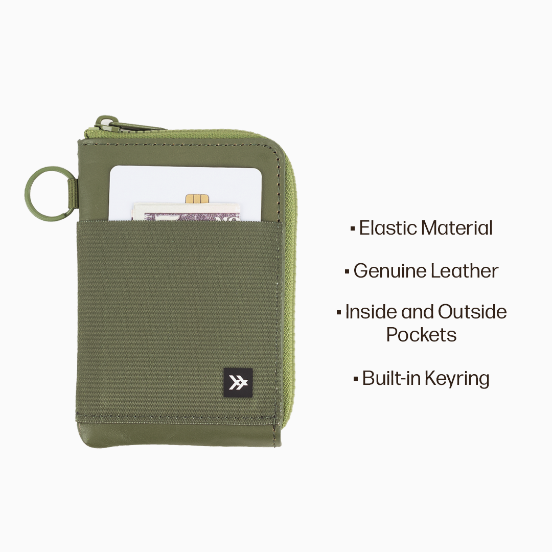 Leather Zip Wallet Everyday Carry Set - Olive - Thread®
