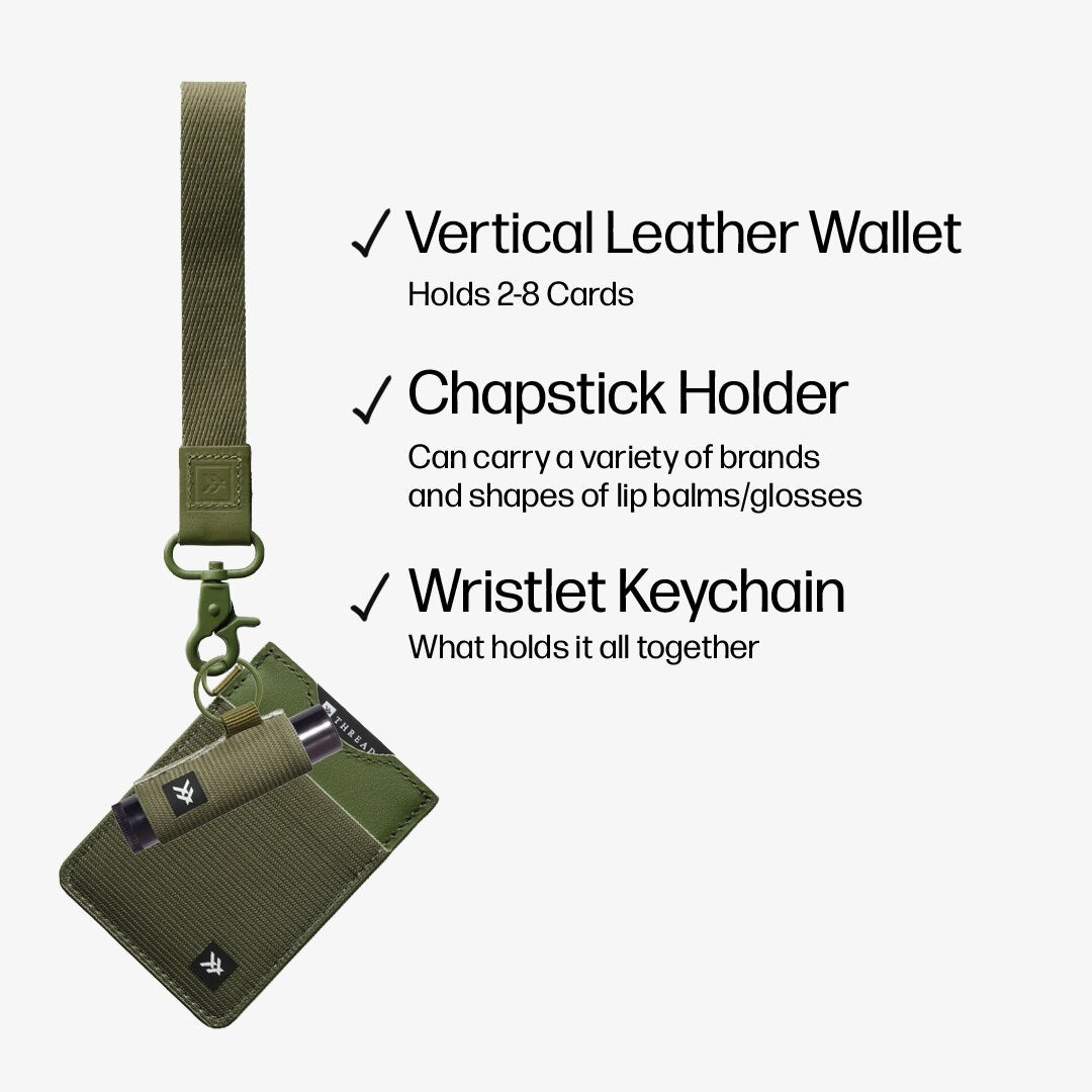 Vertical Leather Wallet Trifecta Bundle - Olive - Thread®
