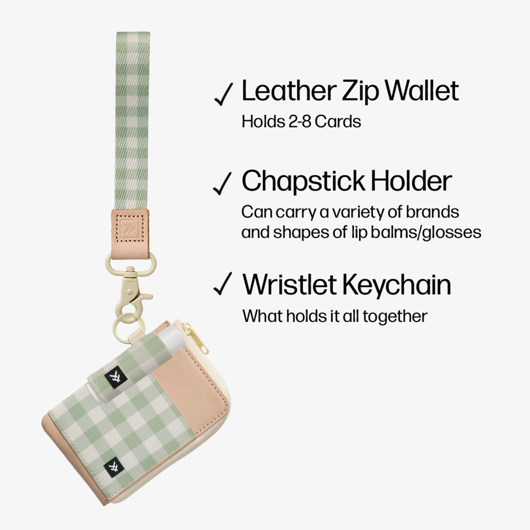 Vertical Leather Wallet - Green Gingham - Thread®