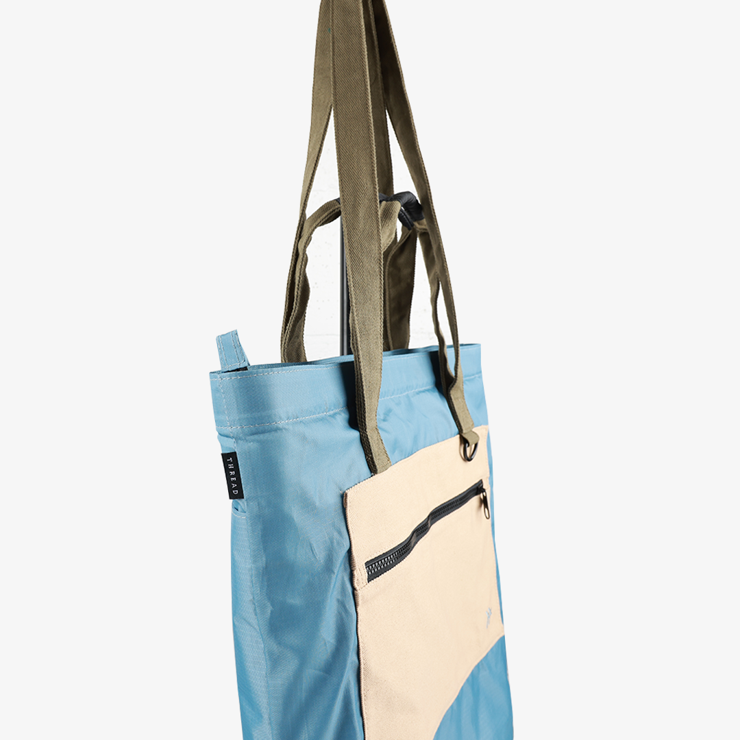 Olive/Surf Blue - Utility Tote Bag