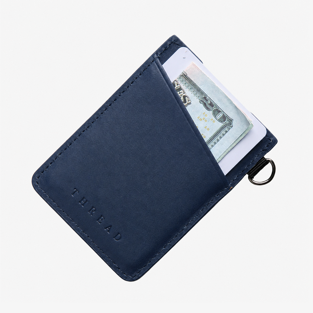 Denim Check | Vertical Leather Wallet | RFID-Protected Leather