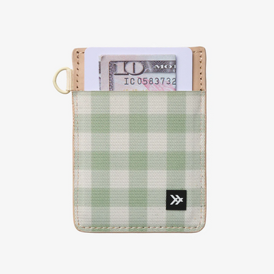 Green Gingham - Vertical Leather Wallet