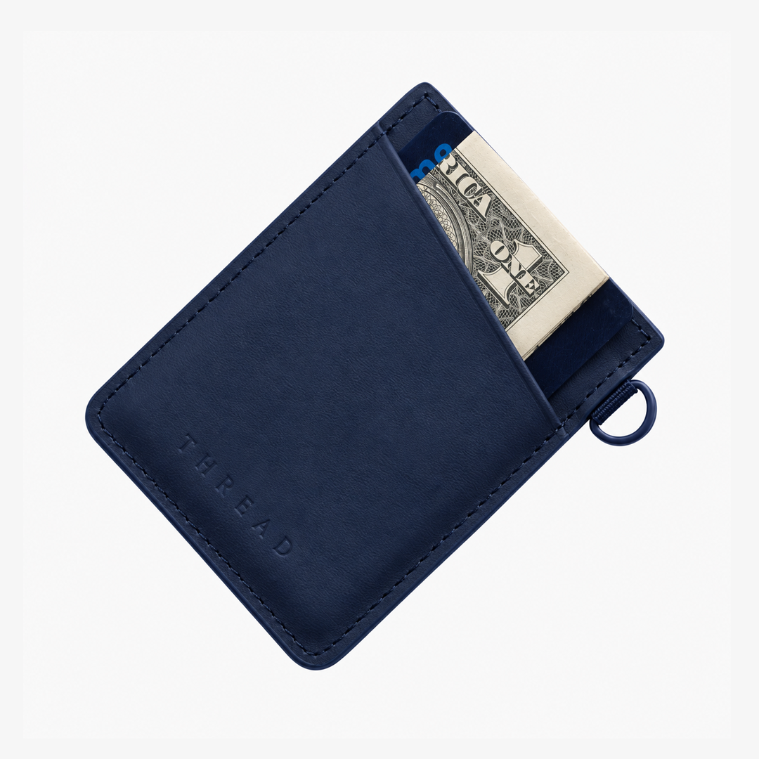 Vertical Leather Wallet - Navy - Thread®