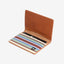 Brown, green, and blue striped bifold wallet