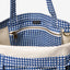 Blue and white gingham tote bag